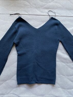 Women’s Deep V-Neck Dark BlueSweater